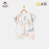 班杰威尔婴儿连体衣短袖夏季薄款纯棉新生儿衣服宝宝哈衣空调衫睡衣 超薄短袖-米卡拉 73cm