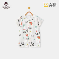 班杰威尔婴儿连体衣短袖夏季薄款纯棉新生儿衣服宝宝哈衣空调衫睡衣 超薄短袖-小熊猫 59cm