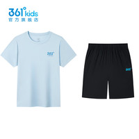 361°童装男女童运动短袖短裤套装2025年夏季通码套装 机灵蓝/经典黑 140