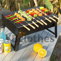 骆穂豆烧烤架户外木炭烧烤炉子家用便携BBQ加厚烤肉箱全套工具 小号(35x27x20cm)1-3人 铁网标准款