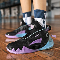 美克中国巨鲨系列篮球鞋男鞋秋季透气减震实战训练运动鞋子男 黑武士 37