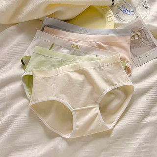 雅鹿运动风纯棉内裤女无痕日系中腰全棉抑菌裆少女三角短裤头 【5条装】咖肤+粉色+肤色+灰色+绿色 L
