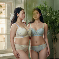 EMMAROSE春夏薄款大码内衣女性感防外扩上托防下垂收副乳聚拢文胸 奶杏色【单件文胸】 44/100C