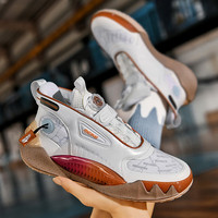 美克中国巨鲨系列篮球鞋男鞋秋季透气减震实战训练运动鞋子男 白灰 37