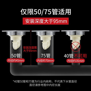 潜水艇（Submarine）地漏防臭枪灰色 淋浴干湿洗衣机卫生间防反味铜地漏50/75管径通用 淋浴区2只+洗衣机2只+干湿区2只