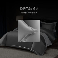 康尔馨 四件套 五星级酒店100支贡缎新疆长绒棉 绅士灰+浅咖 1.8m 床单款 （被套220*240cm）