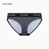 Calvin Klein内衣【明星同款摩登引力带】女士ck提花比基尼三角内裤女F3787AD XV8-条纹黑 1条 S