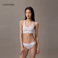 Calvin Klein内衣【明星同款摩登引力带】女士ck提花比基尼三角内裤女F3787AD VPR-白底字母 1条 M