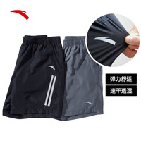 安踏速干|运动短裤男夏季冰丝凉感五分梭织跑步训练夜跑外穿裤子 (速干-)黑色条纹裤-1 XL (速干单条装)黑色7512-1