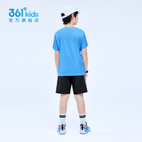 361°儿童套装夏季短袖短裤套装休闲时尚小中大童运动套冰凉短T N32421406-马瑞蓝经典黑 120cm
