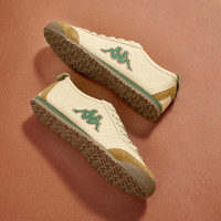 KAPPA卡帕背靠背男鞋德训鞋男2025低帮复古帆布鞋透气运动休闲板鞋 卡其灰/长青绿 37 (230mm)