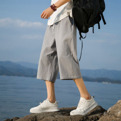月伊纺 短裤男夏季宽松直筒休闲裤子男士运动七分裤