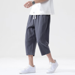 月伊纺 100%纯棉冰丝短裤 深灰色 XL