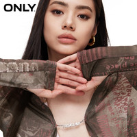 ONLY 夏季时尚显瘦辣妹拼接开衫短款长袖T恤女|124102020 HFZ 粉棕字母满印 M