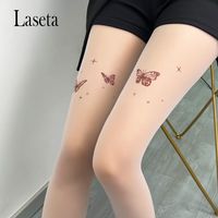 兰妲 LASETA 女士连裤袜 黑丝印花蝴蝶结