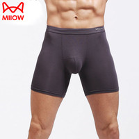 猫人运动内裤男士防磨腿加长腿肥佬五分裤莫代尔平角裤跑步长款四角裤 深灰色 2条 XL