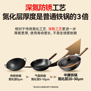  ZHONGKANG/中康 无涂层 铁锅  32cm深氮铁锅+盖（圆底） 32cm 熟铁/精铁