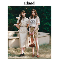 【索罗娜凉感】Eland衣恋短袖T恤女圆领舒爽透气简约上衣夏 白色(10)White-A款EERAE24Y03 L/170