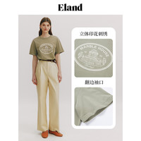 【索罗娜凉感】Eland衣恋短袖T恤女圆领舒爽透气简约上衣夏 深红色(21)D/Red-A款EERAE24Y03 S/160