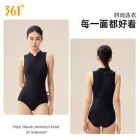 361°泳衣女款2025年游泳馆连体三角竞速运动训练泳装 经典黑【 专业训练1104】 XL (体重55kg-60kg)