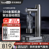 YOCOSODA 优可气泡饮水机家用制作苏打水机碳酸饮料商用打气泡机器 经典银2.0双气瓶
