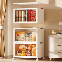 太力折叠收纳柜大容量零食收纳盒衣服被子抽纸收纳箱置物架储物柜 透明茶色5层【55*35*150cm】