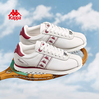 KAPPA卡帕背靠背男鞋德训鞋男2025夏季复古休闲鞋百搭运动板鞋子男 冬日白/酒红色 36