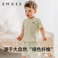 嫚熙（EMXEE）.婴童短袖短裤套装夏季男女宝宝衣服透气天丝棉运动套装休闲外穿 深花灰【短袖短裤】 90 cm