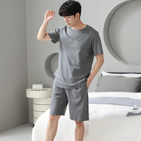 猫人莫代尔睡衣男士短袖短裤套头夏季外穿冰丝棉绸大码休闲家居服套装 7203 4XL 【建议195-210斤】