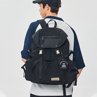 森马(Semir)双肩包男女大背包潮牌书包高中生大上学百搭包包 黑色