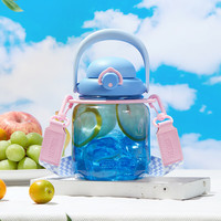 膳魔师（THERMOS）泡泡大肚壶便携运动户外露营大容量水杯随手杯TESA 蓝莓汽水（附背带+吸管） 1L