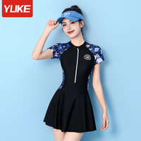 羽克(Yuke)泳衣女款2024夏季高级感连体游泳衣女孩大码显瘦泡温泉泳装 蓝色青花瓷 L 码【体重100-115斤】