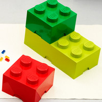 ROOM乐高玩具8颗粒收纳盒大号整理箱LEGO 积木收纳箱多功能储物盒 50*25*18cm 乐高®经典8颗粒收纳盒-黄柠色