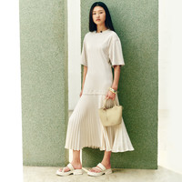 百丽女鞋子2024海边增高户外拖鞋厚底夹脚凉鞋女B1782BT4 米白 34