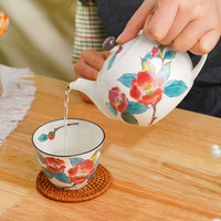 美浓烧釉中彩下午茶茶具套装日式茶壶茶杯轻奢陶瓷杯子整套 望江南