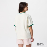 优衣库童装男童女童AIRism棉混纺印花圆领T恤撞色短袖474600 01 乳白色 110 cm