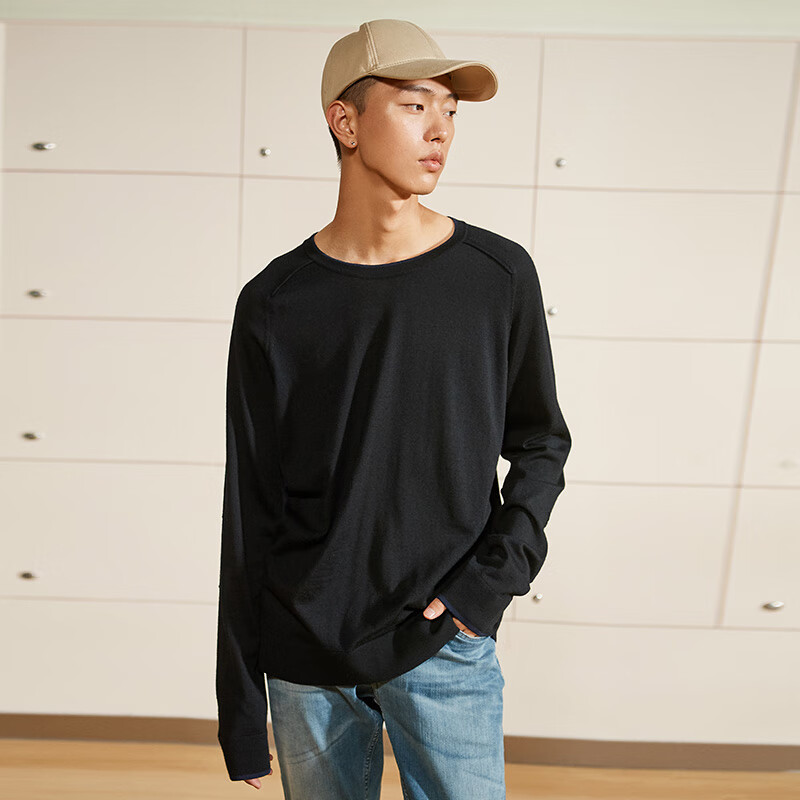 simple pieces针织衫100%美丽诺羊毛SPS纯色宽松打底衫百搭上衣