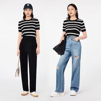 simple piecesT恤女SPS夏季圈圈纱条纹短袖针织衫T恤 条纹（现货）
