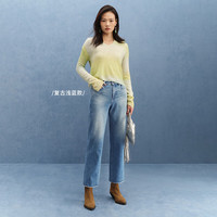 simple pieces【初代法棍裤】 春秋款SPS牛仔小个子显瘦九分直筒裤 石洗黑/身高164-175 5XL 104-107（140-155斤）