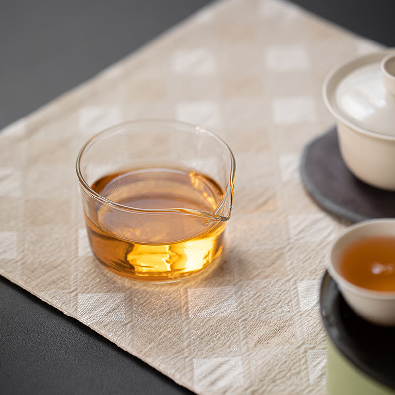 梵陶阁 耐热防烫玻璃快客杯一壶三杯旅行陶瓷盖碗泡茶杯户外便携包套装 -收纳盒