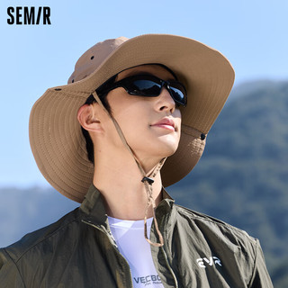 森马 Semir防晒帽子男士防紫外线遮阳帽宽檐太阳帽大帽檐可折叠登山渔夫帽 卡其