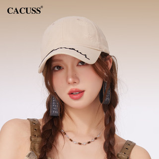CACUSS帽子棒球帽女春夏新款鸭舌帽显脸小破洞刺绣遮阳简约休闲百搭