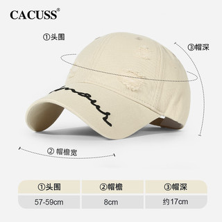 CACUSS帽子棒球帽女春夏新款鸭舌帽显脸小破洞刺绣遮阳简约休闲百搭