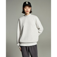 初语半高领纯色加厚加绒卫衣女宽松百搭休闲套头上衣 杏花灰 XL