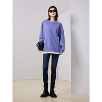 初语两件加绒卫衣女2024秋季宽松落肩百搭外套上衣 紫色 XL