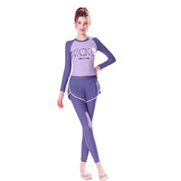 迪士尼泳衣女三件套2025款时尚保守分体海边度假防晒游泳衣 紫雾霓裳 M 【75-90斤】