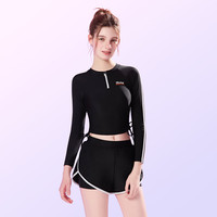 迪士尼防晒游泳衣分体式泳衣女款2025高级感绝美速干长袖遮肉 米色 2XL 【适合130斤-145斤】