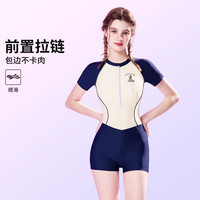 迪士尼泳衣女士2025保守连体平角游泳馆遮肚显瘦游泳衣女 藏蓝色米奇 M 【适合85斤-100斤】