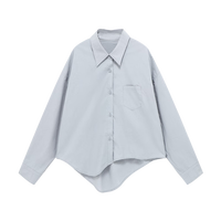 Basic House/百家好休闲衬衫女春季新款不规则设计感小众宽松衬衣