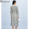 帕罗（PALUOPO）19姆米真丝】25春夏连衣裙女碎花翻领印花系带收腰桑蚕丝裙子 花色 M (160/84A)